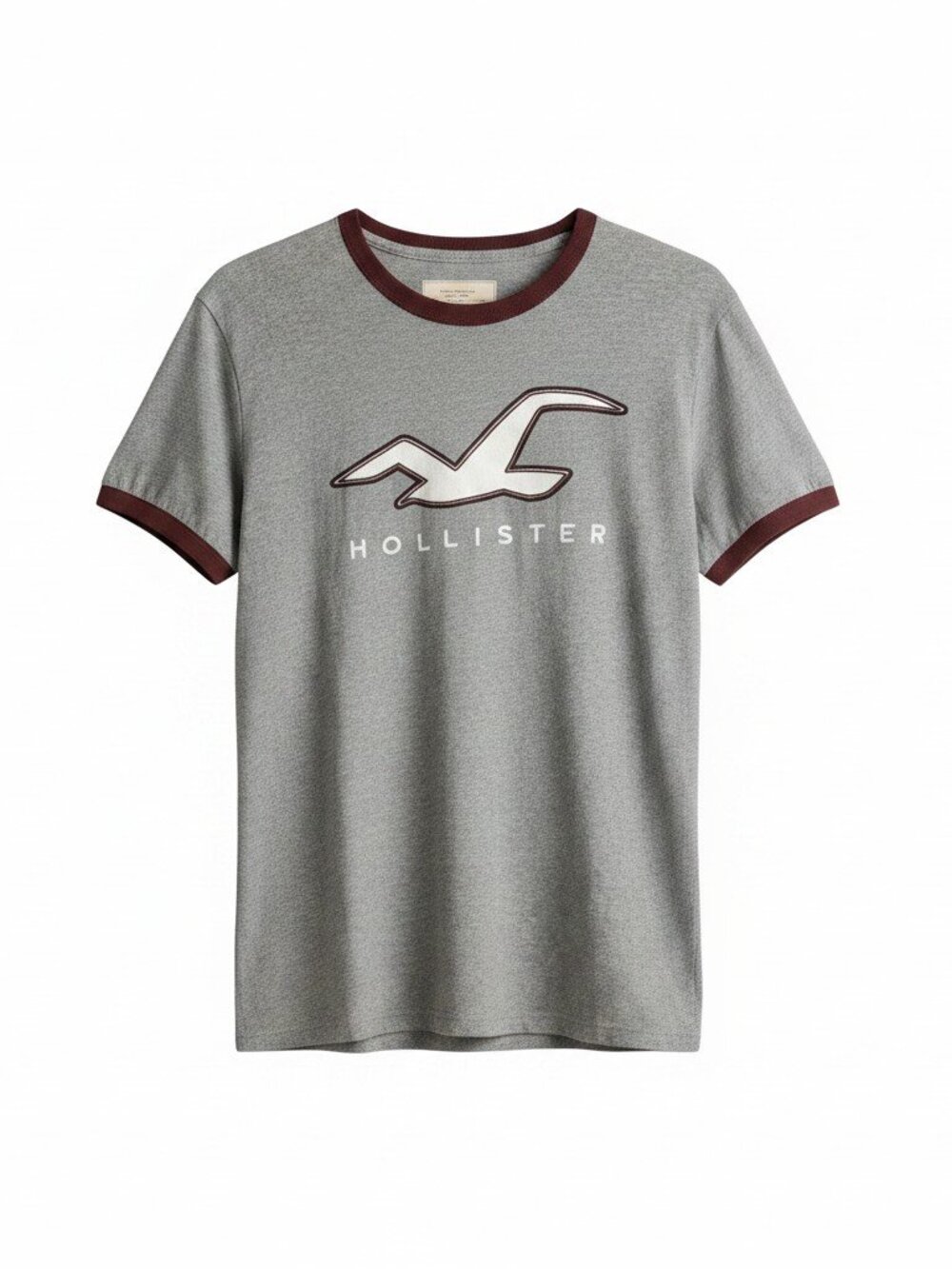 Hollister Graphic Tee Heather Gray Ringer T-Shirt Size S